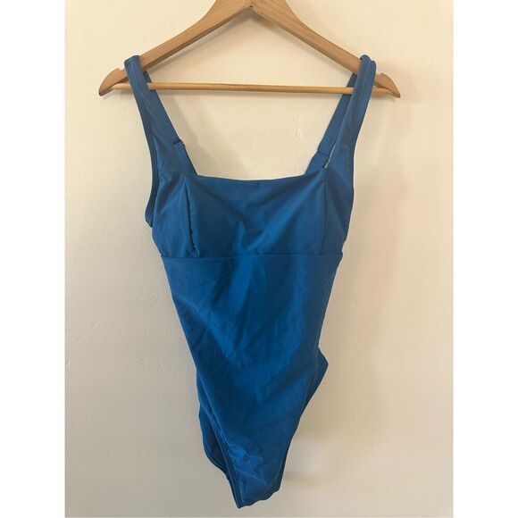 Cupshe Blue Square Neck One Piece Swimsuit Size Medium New - Picture 2 of 5